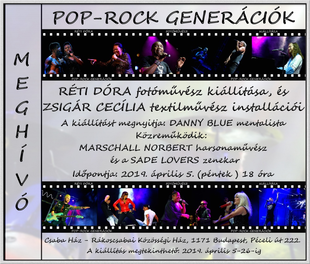 Pop-Rock Generációk - Réti Dóra fotóművész kiállításmeghívó